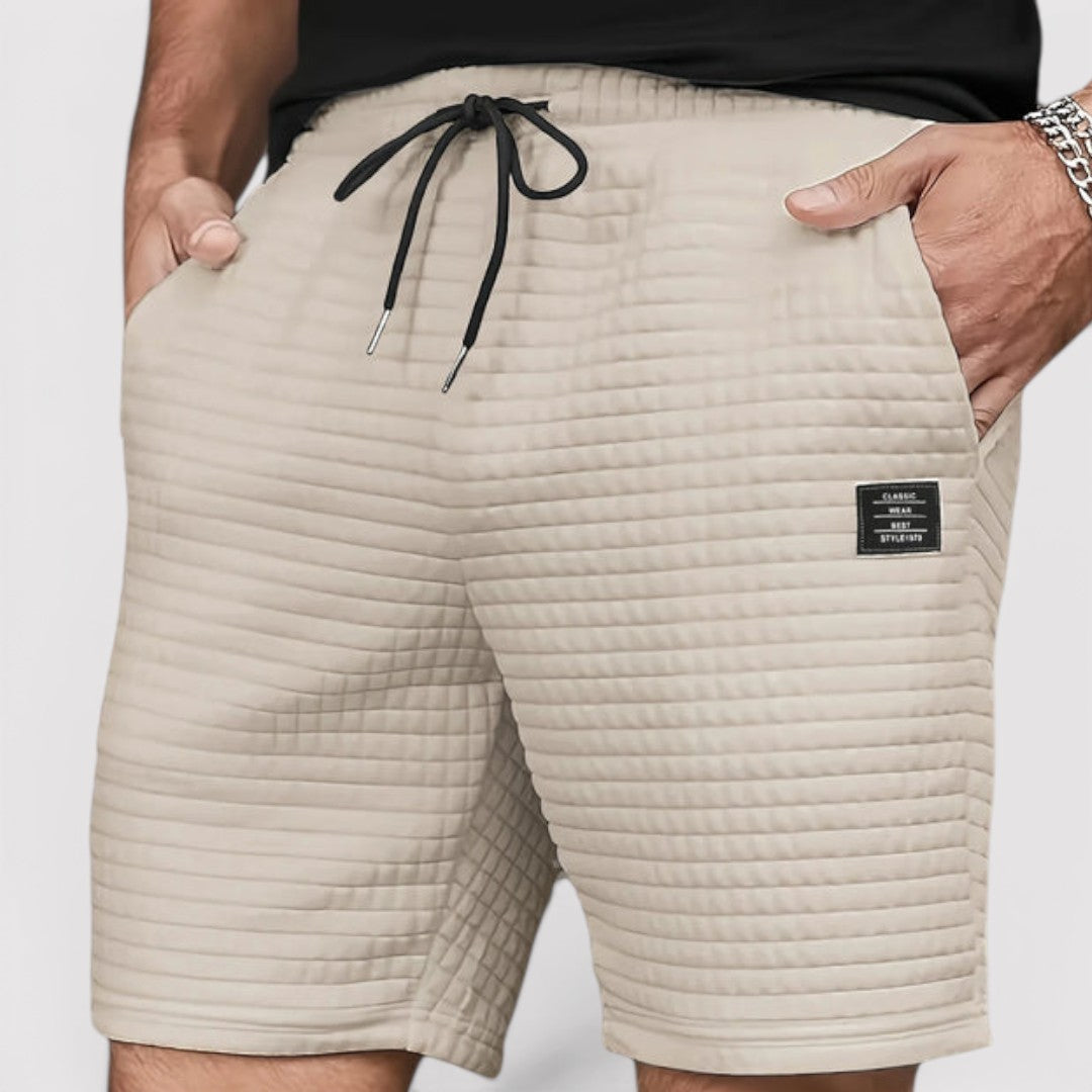 Michael Sydney men's quilted shorts, front view