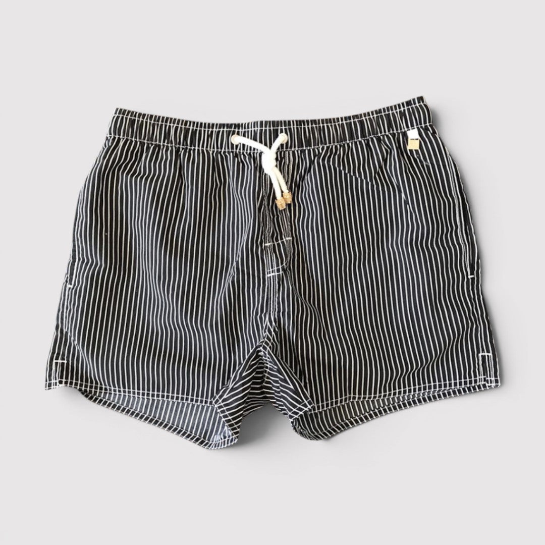 Michael Sydney men's striped swim shorts, front view