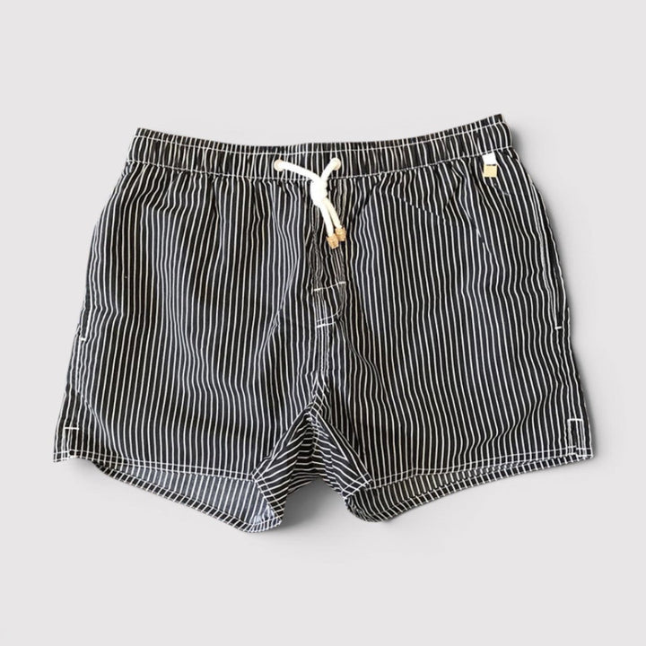 Michael Sydney men's striped swim shorts, front view