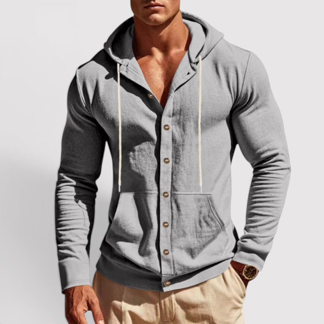 Michael Sydney men's hooded shirt, front view