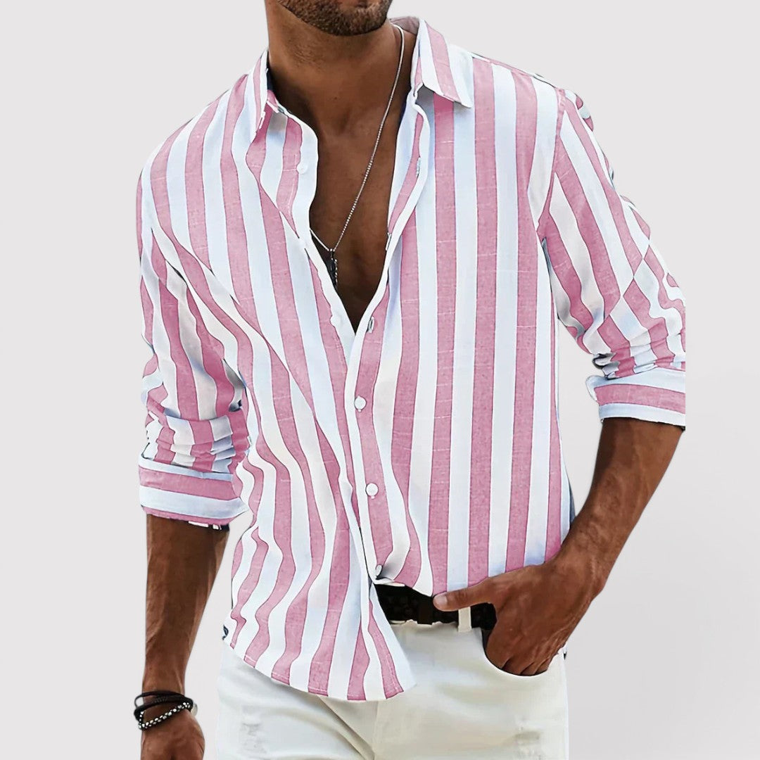 Michael Sydney men's striped shirt, front view