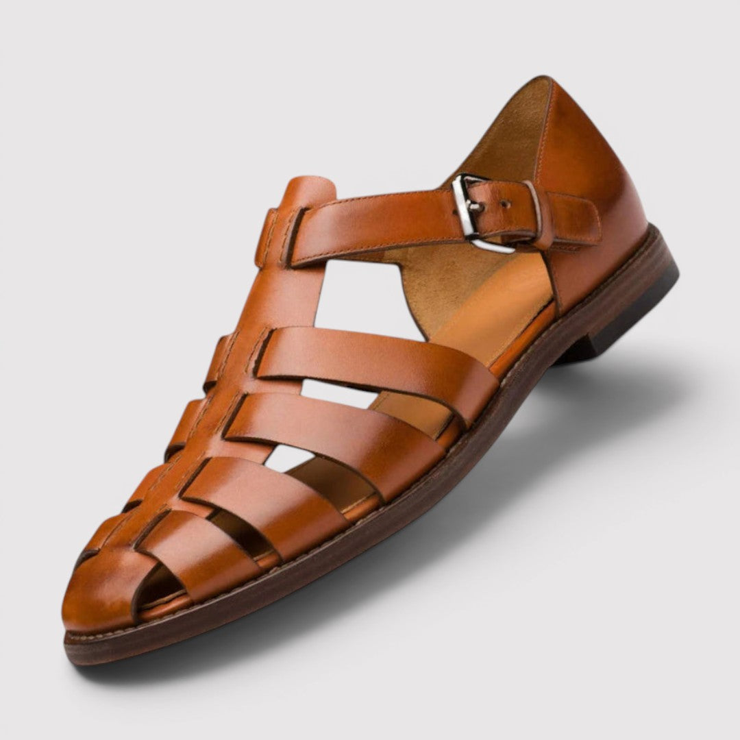 Michael Sydney men's sandal with woven straps, front view