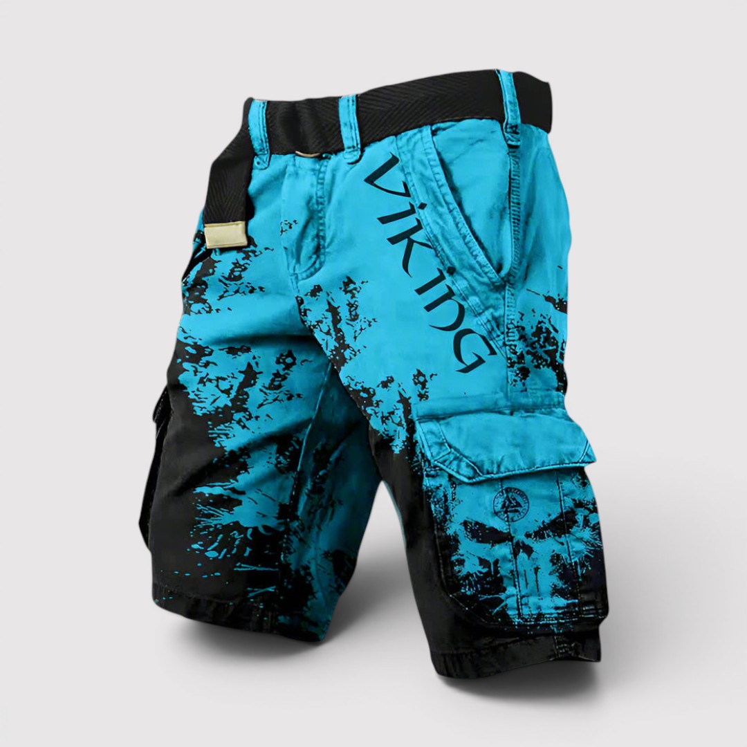 Michael Sydney men's printed cargo shorts, front view