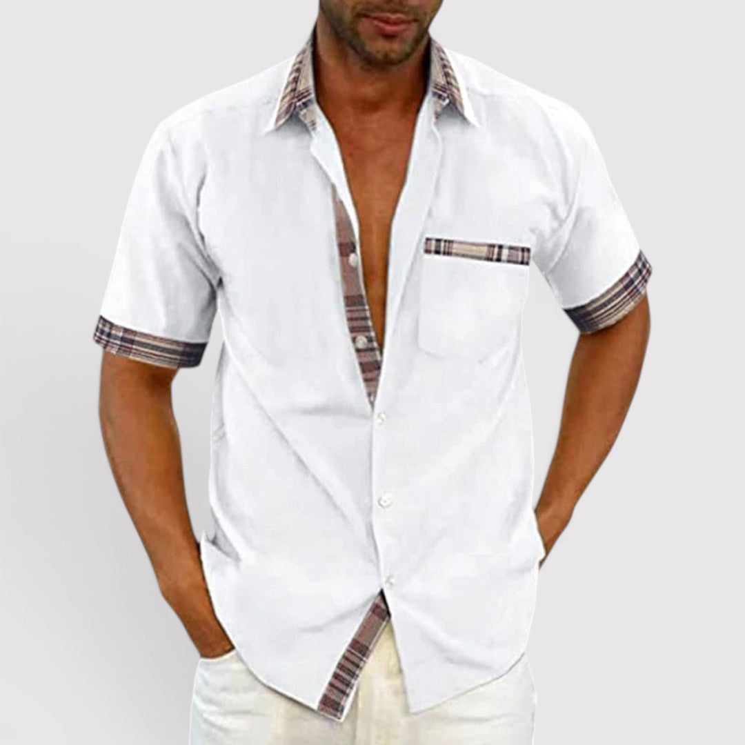 Michael Sydney men's shirt with check details, front view