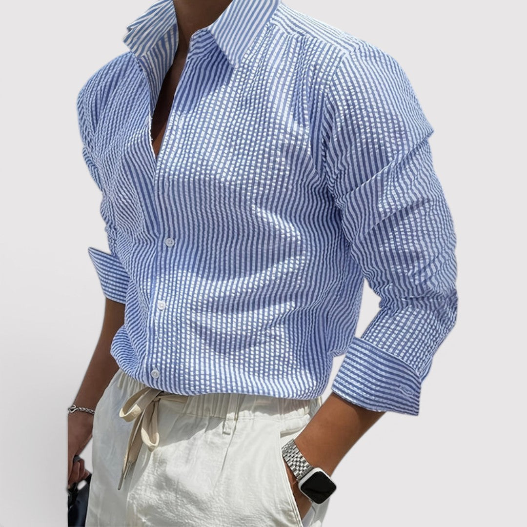 Michael Sydney men's striped shirt, front view