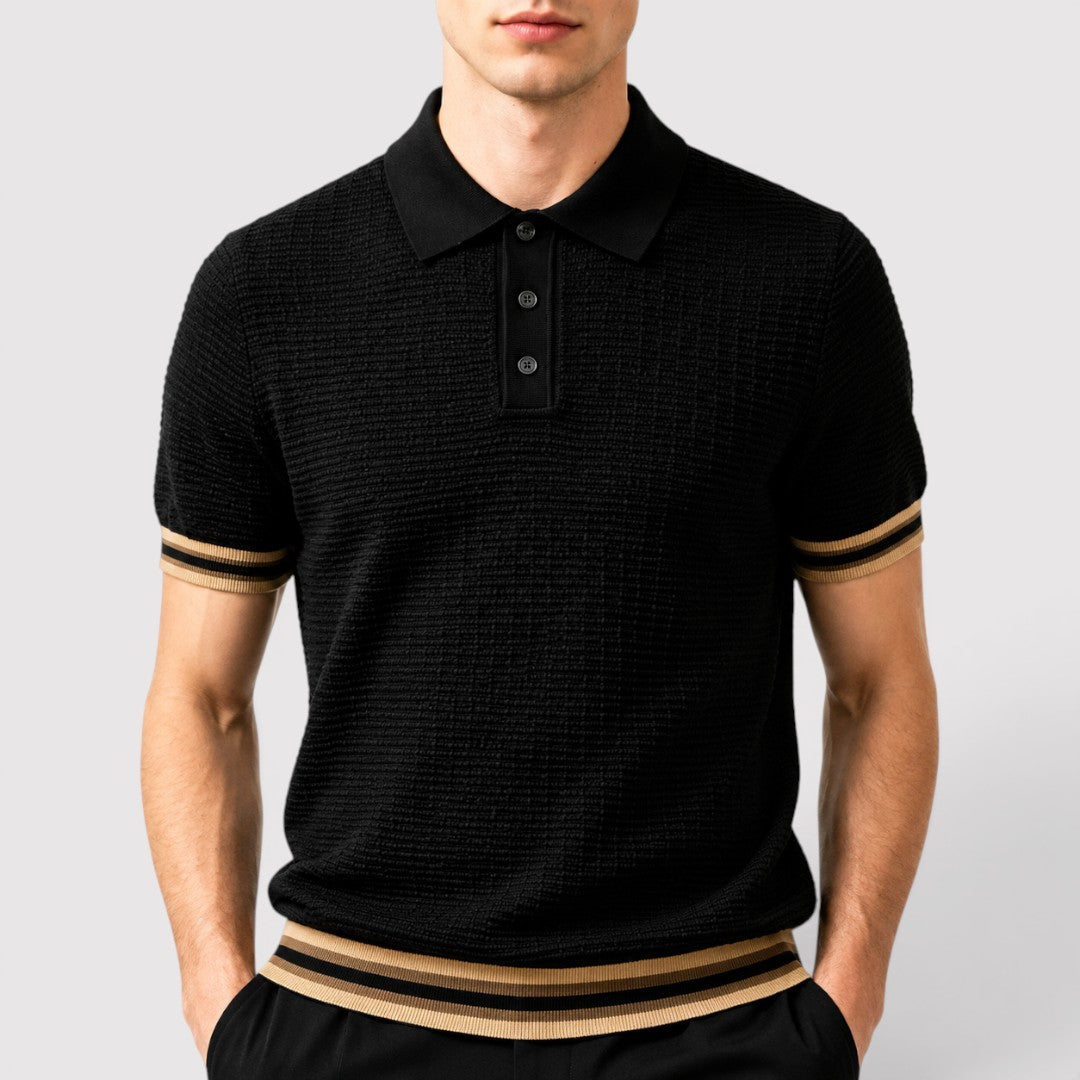 Michael Sydney men's knit polo shirt, front view