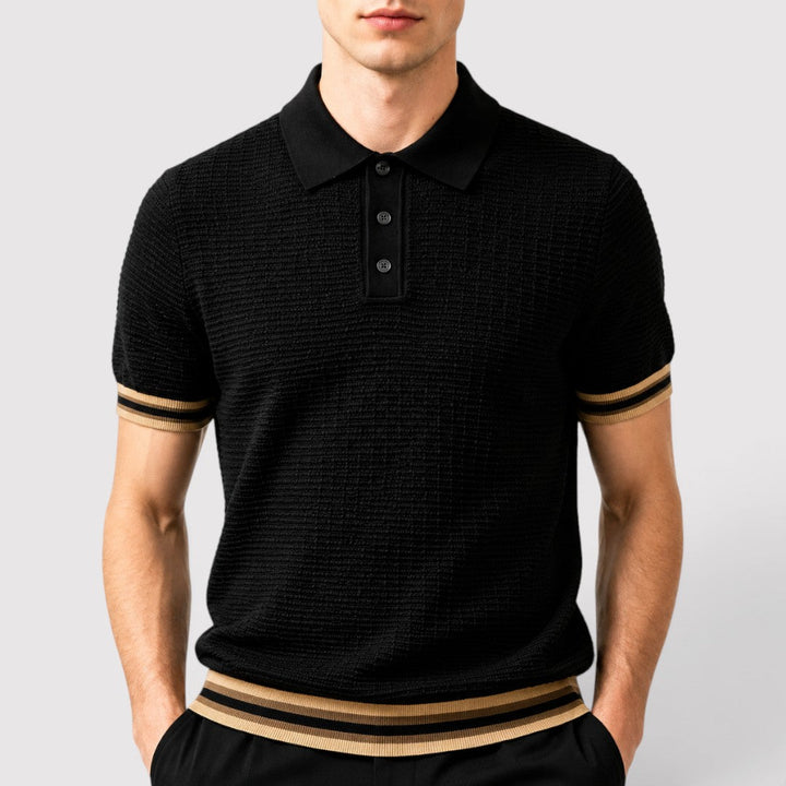 Michael Sydney men's knit polo shirt, front view
