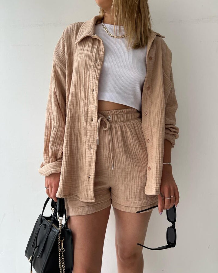 Crystal™ | Button Shirt & Shorts Set