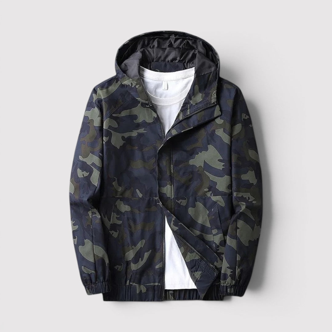 Michael Sydney men's camouflage jacket, front view