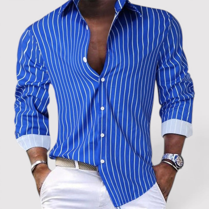 Michael Sydney men's striped shirt, front view
