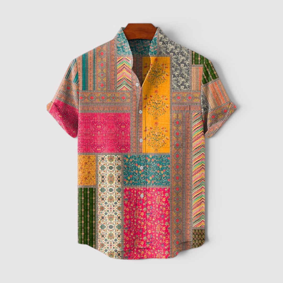 Michael Sydney men's patchwork shirt, front view