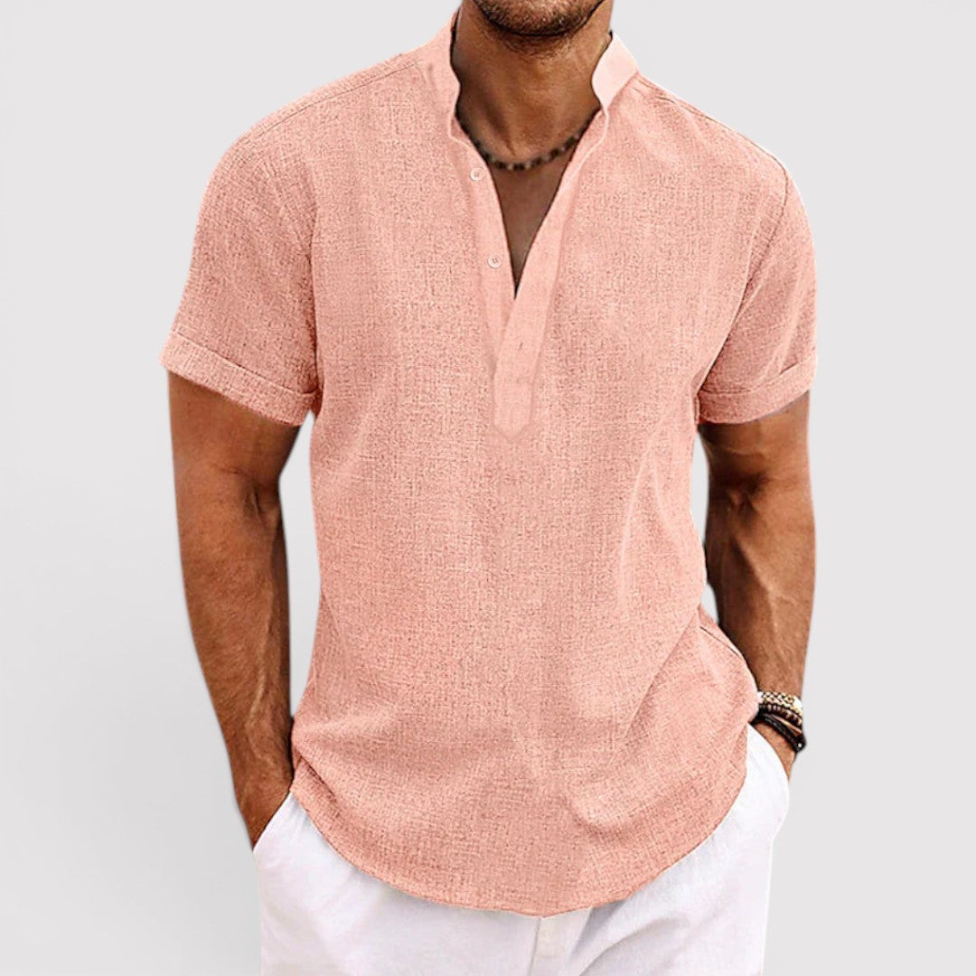 Michael Sydney men's lightweight shirt with airy texture, front view