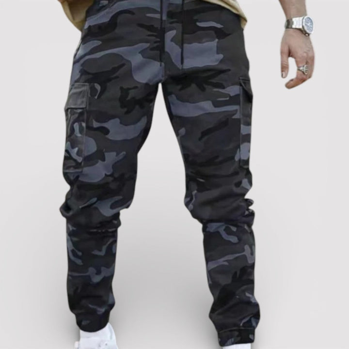 Michael Sydney men's camouflage cargo pants, front view
