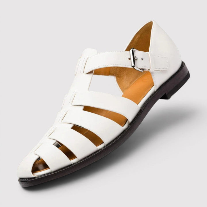 Michael Sydney men's sandal with woven straps, front view