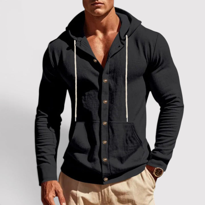 Michael Sydney men's hooded shirt, front view