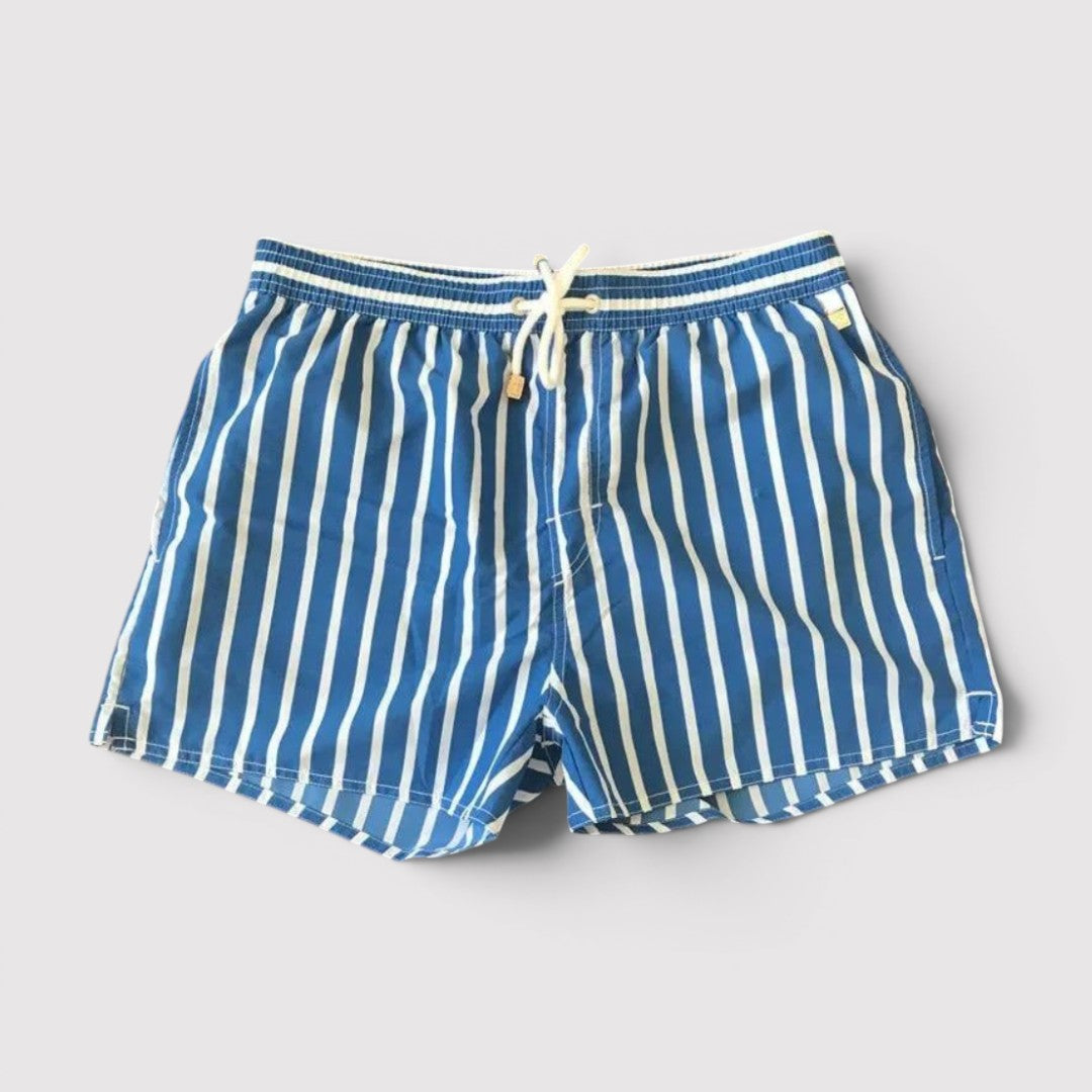 Michael Sydney men's striped swim shorts, front view
