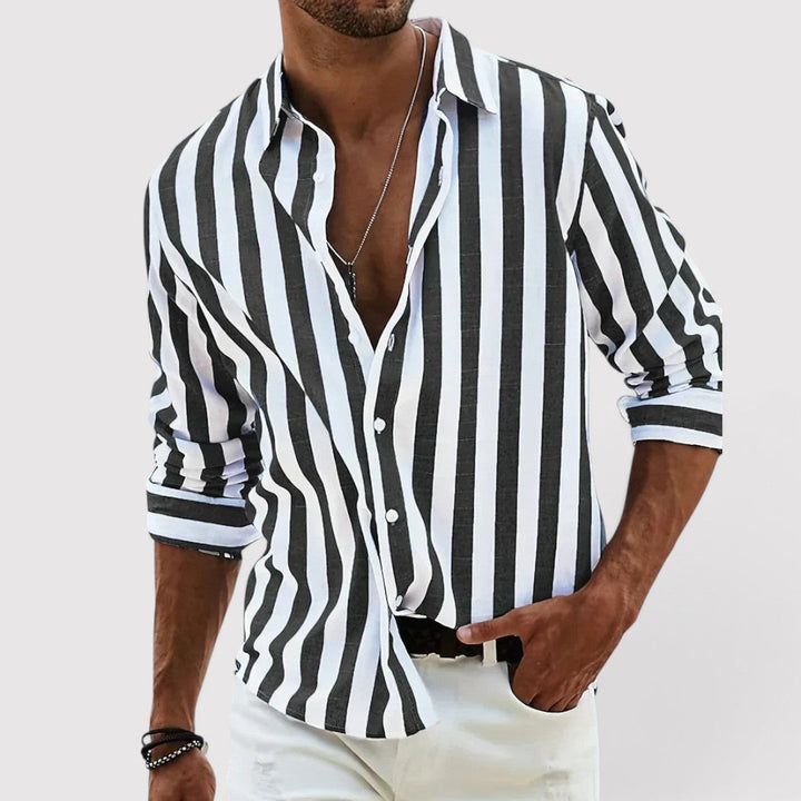 Michael Sydney men's striped shirt, front view