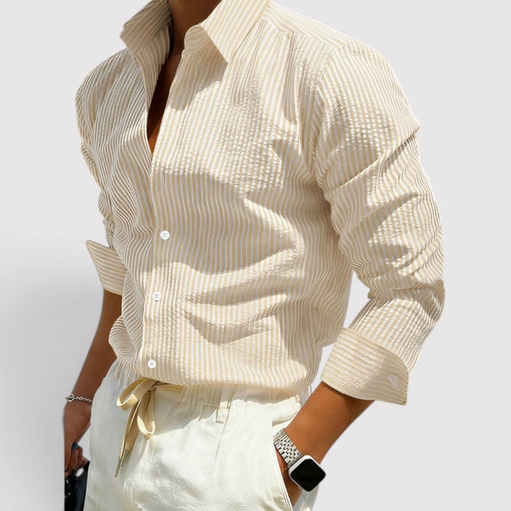 Michael Sydney men's striped shirt, front view