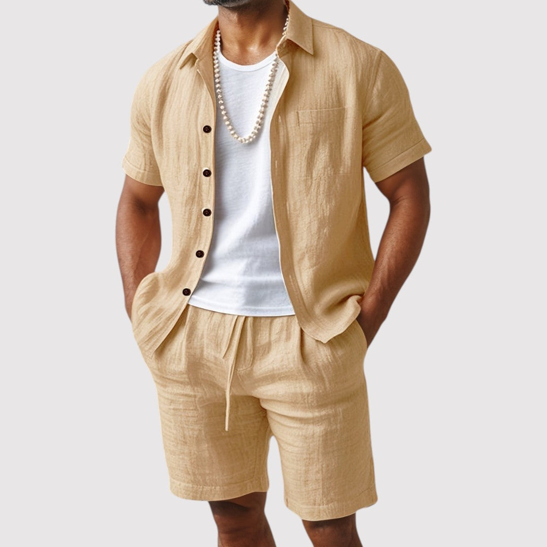 Michael Sydney men's shirt and shorts set, front view