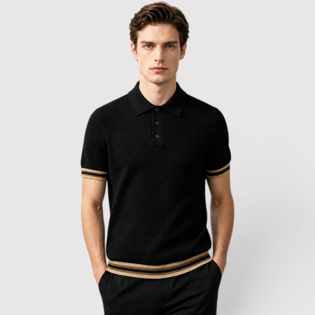 Michael Sydney men's knit polo shirt, front view
