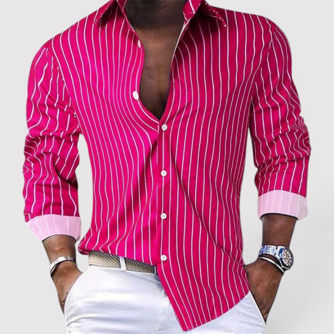 Michael Sydney men's striped shirt, front view