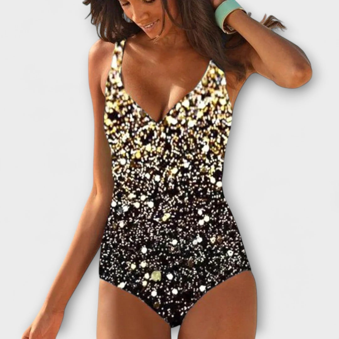 Lisette™ | Wrap-Front Black Swimsuit