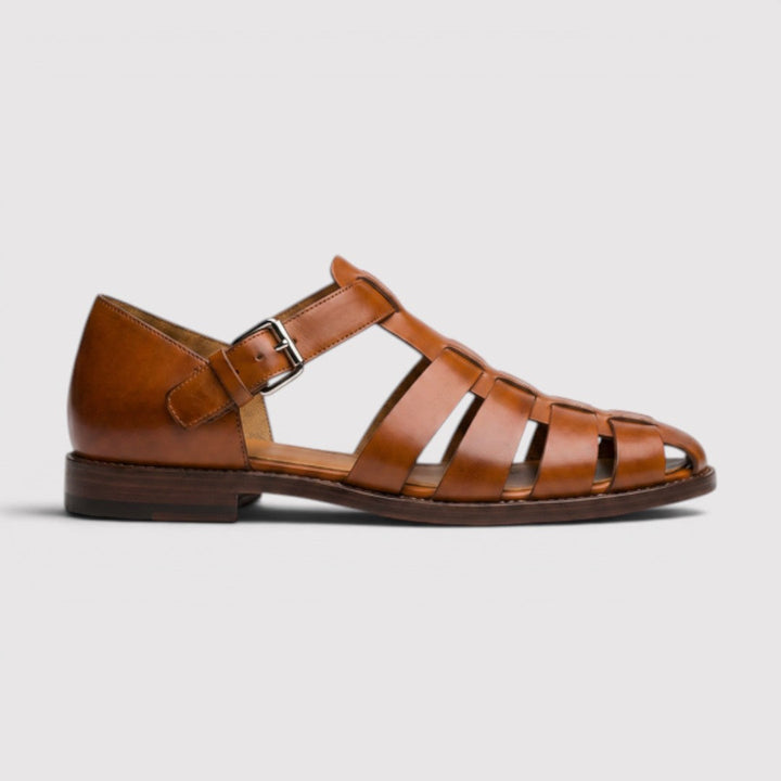 Michael Sydney men's sandal with woven straps, front view