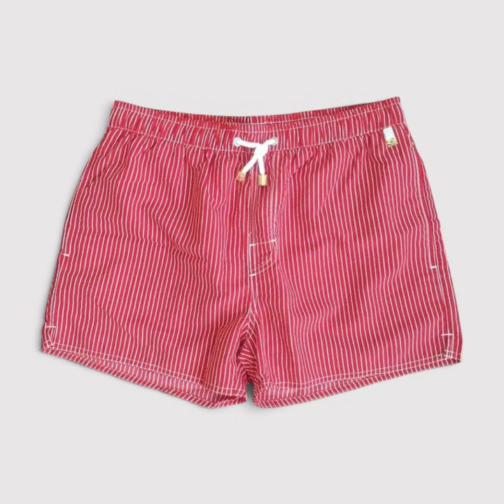 Michael Sydney men's striped swim shorts, front view