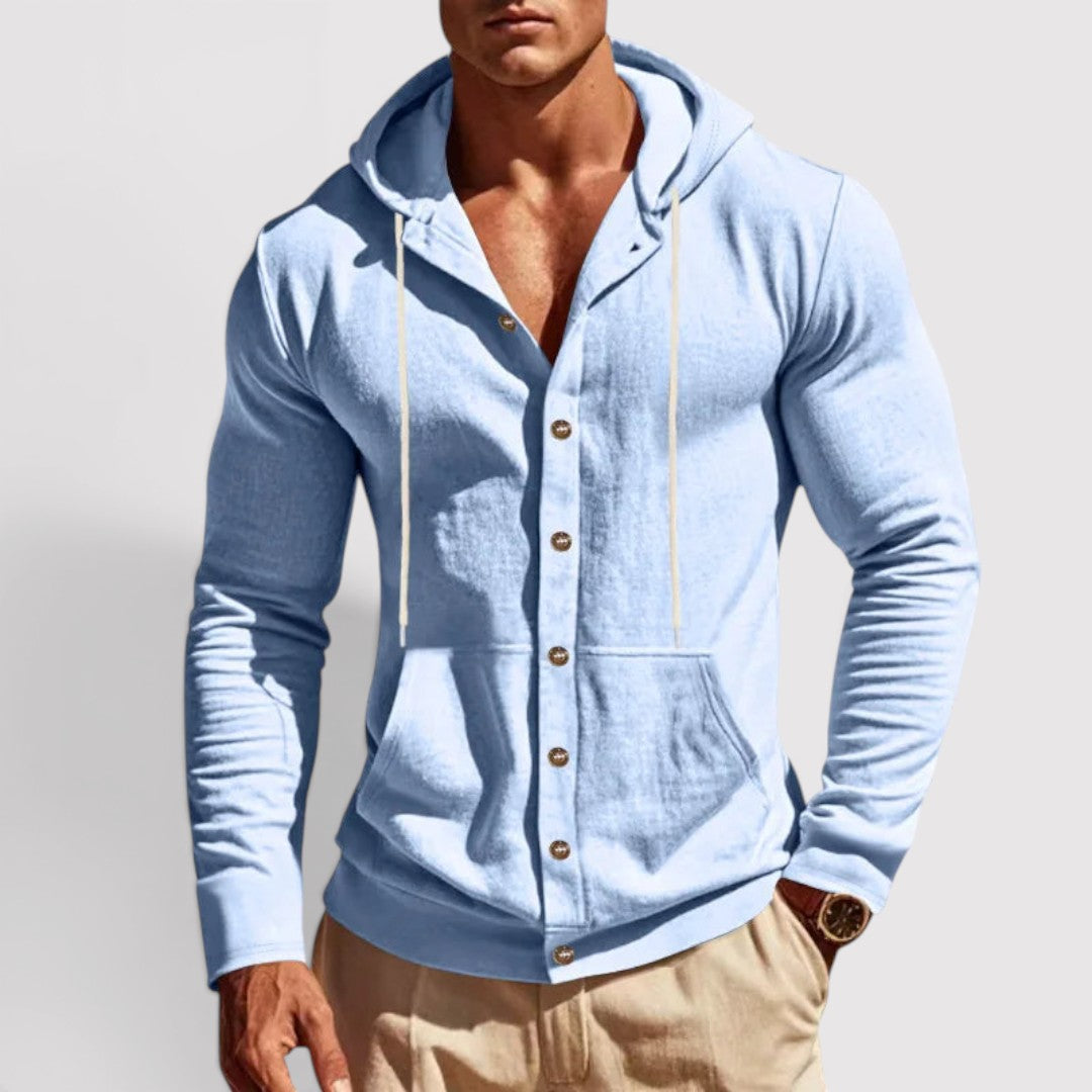 Michael Sydney men's hooded shirt, front view