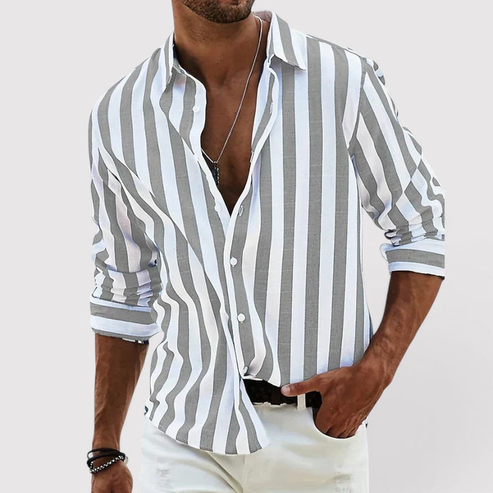 Michael Sydney men's striped shirt, front view