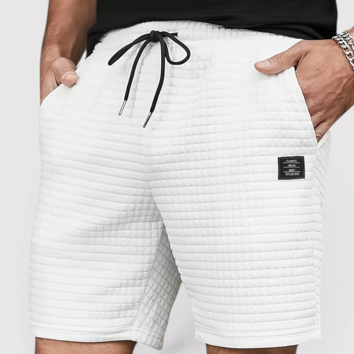 Michael Sydney men's quilted shorts, front view