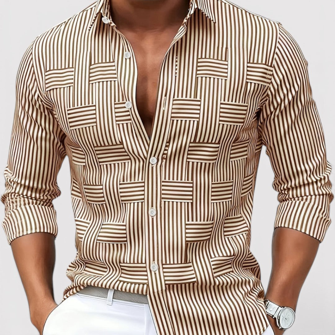 Michael Sydney men's striped shirt, front view