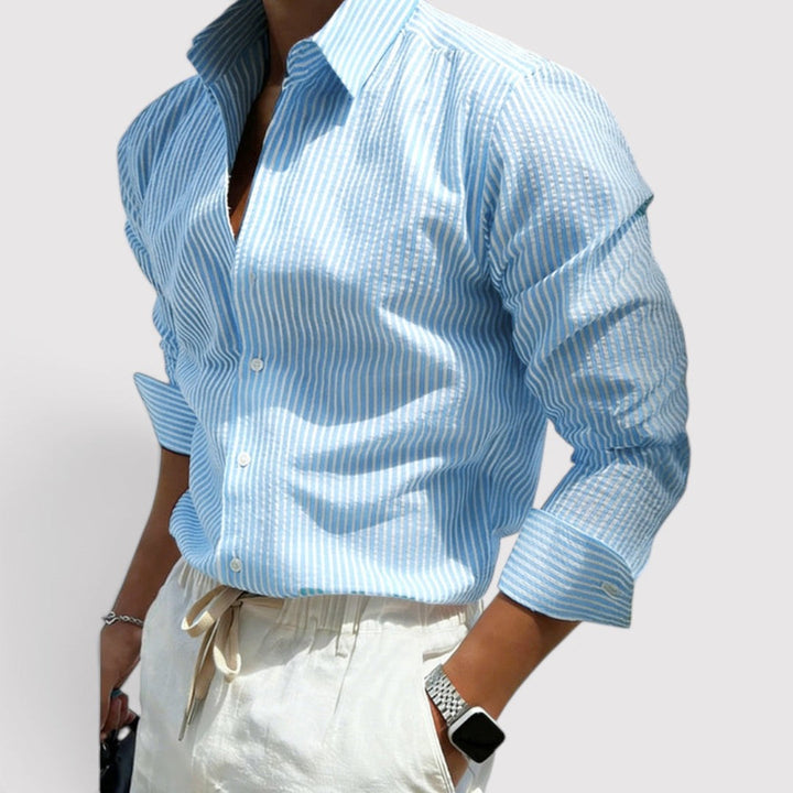 Michael Sydney men's striped shirt, front view