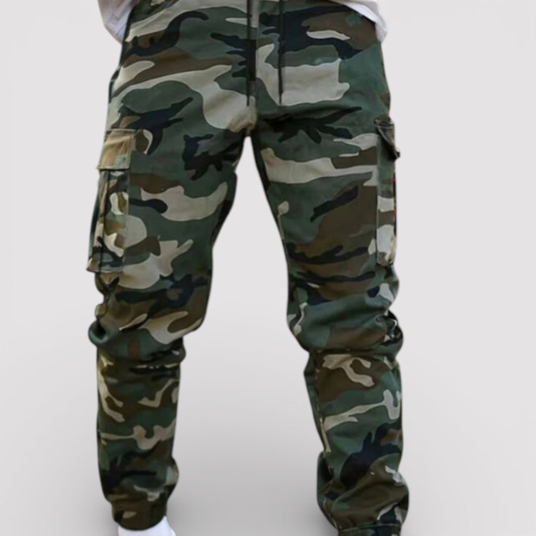 Michael Sydney men's camouflage cargo pants, front view
