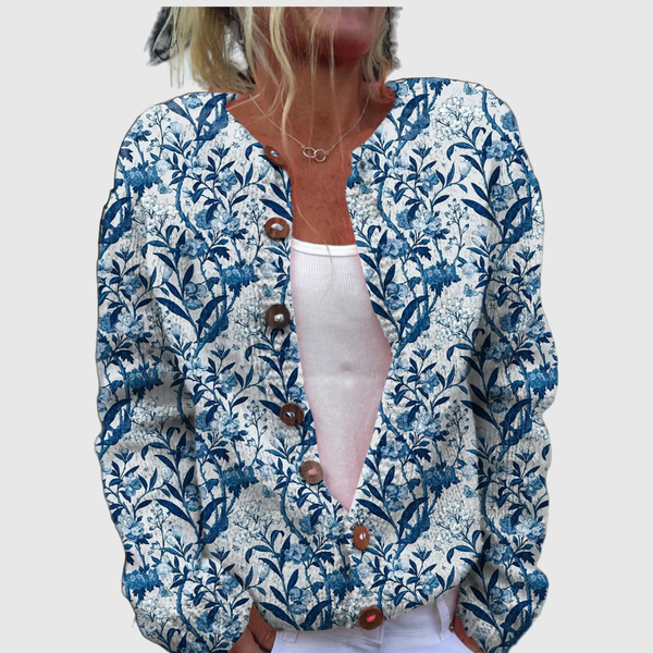 Wendy™ | Cardigan with Blue Leaves
