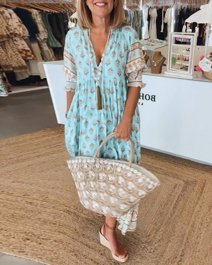 Tracy™ | Boho Floral Midi Dress