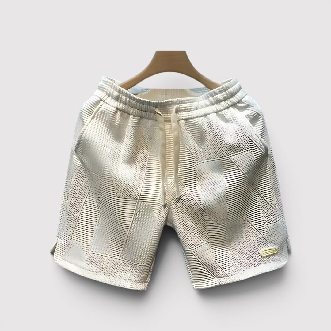 Michael Sydney men's patchwork shorts, front view