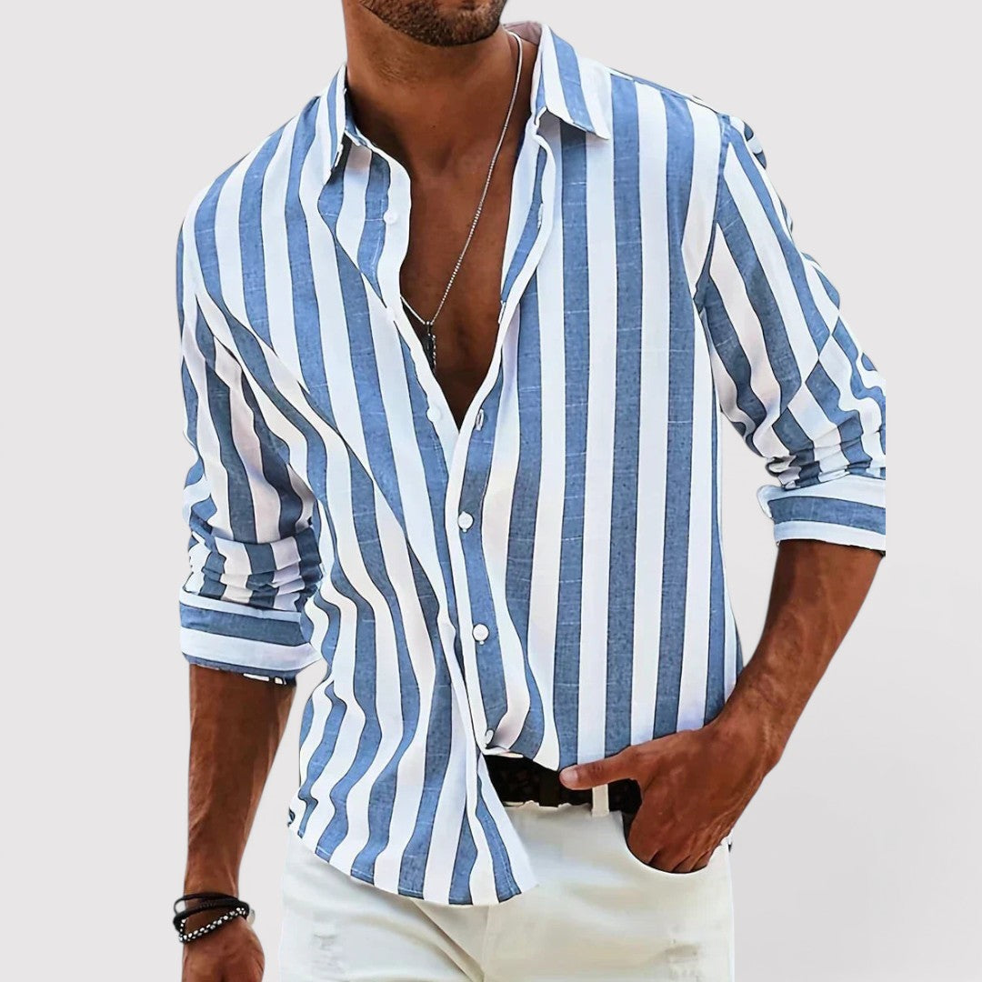 Michael Sydney men's striped shirt, front view