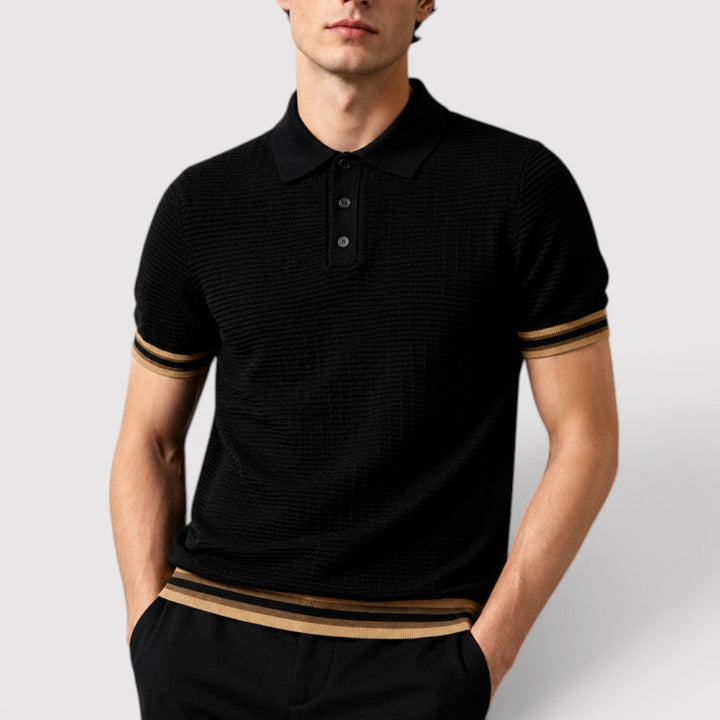 Michael Sydney men's knit polo shirt, front view