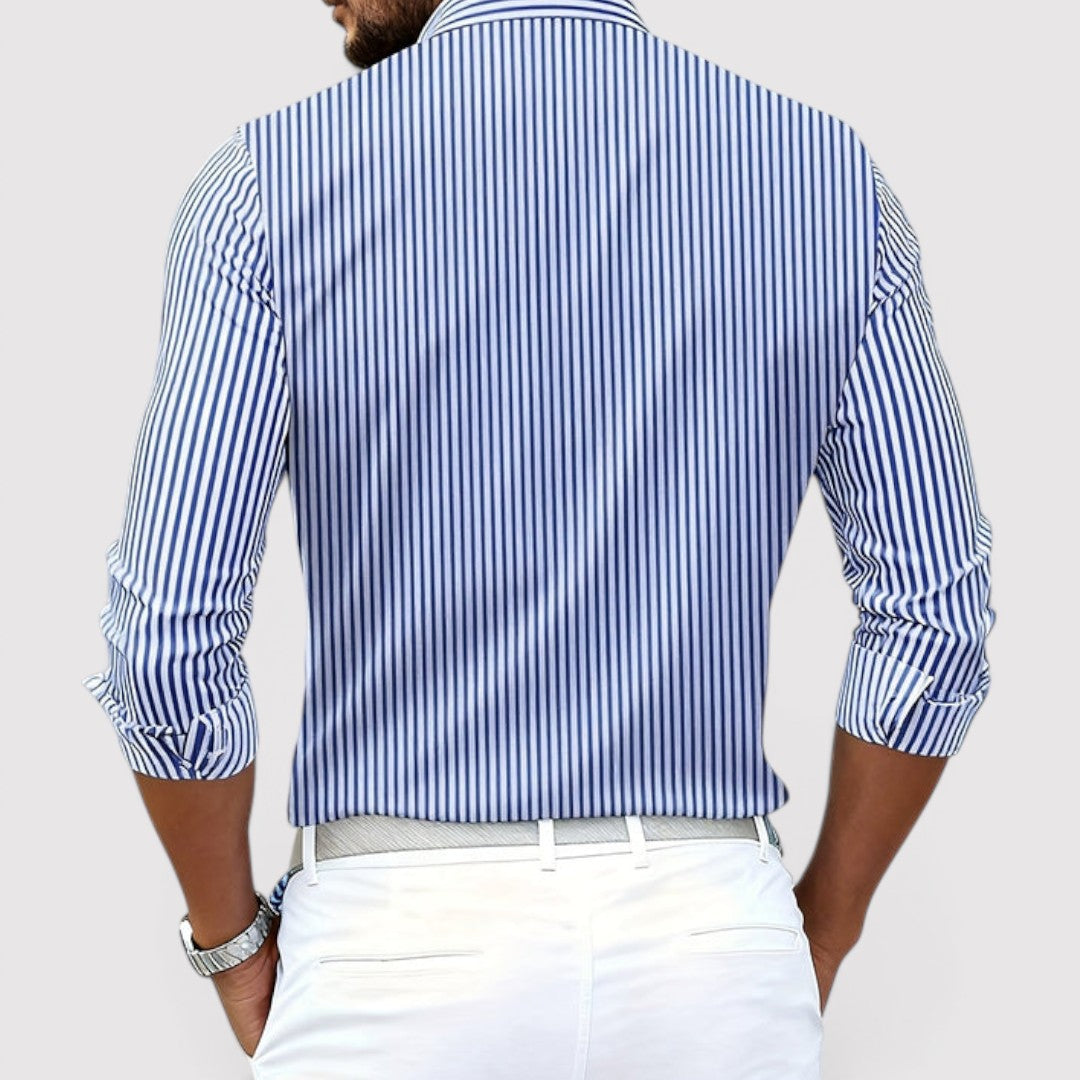Michael Sydney men's striped shirt, front view