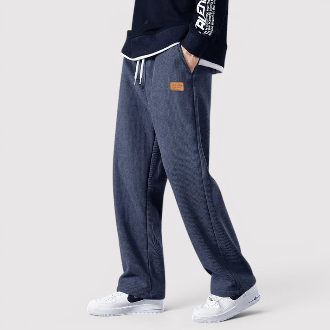 Michael Sydney men's wide ribbed pants, front view