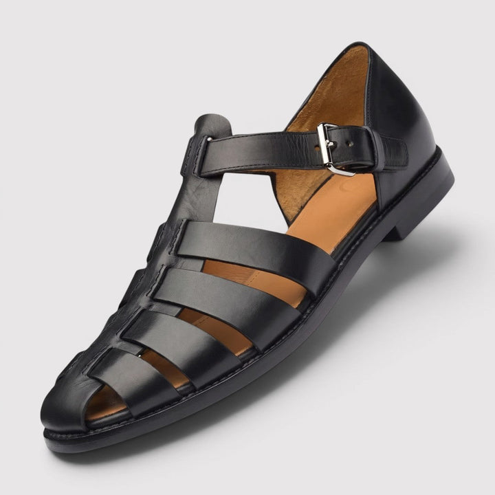 Michael Sydney men's sandal with woven straps, front view