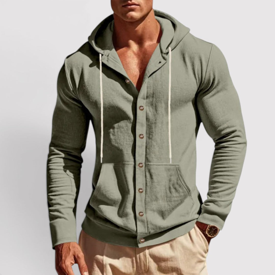 Michael Sydney men's hooded shirt, front view