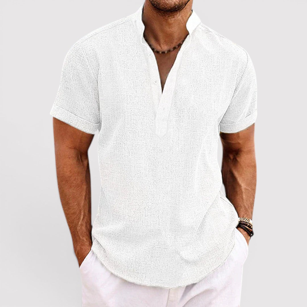Michael Sydney men's lightweight shirt with airy texture, front view