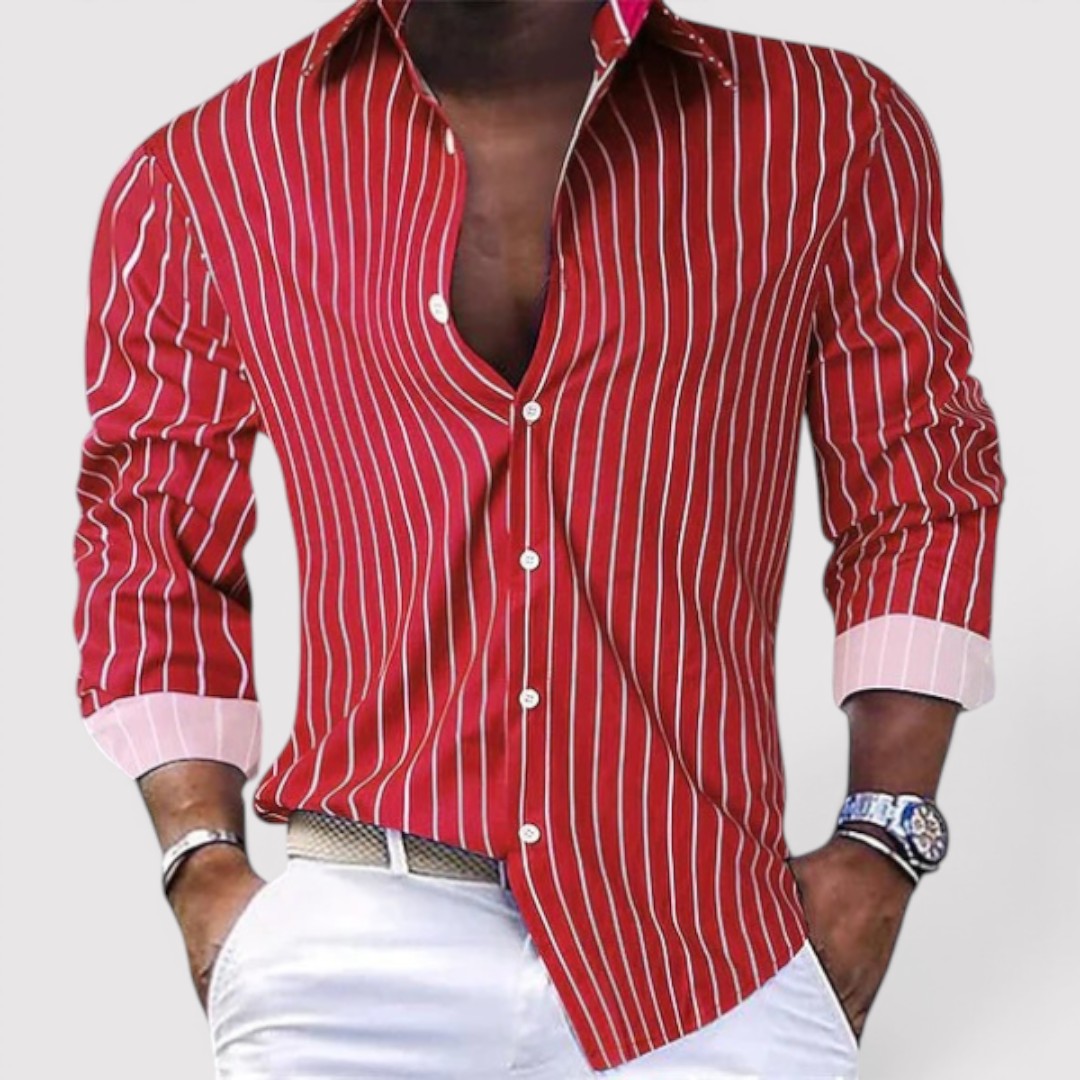 Michael Sydney men's striped shirt, front view