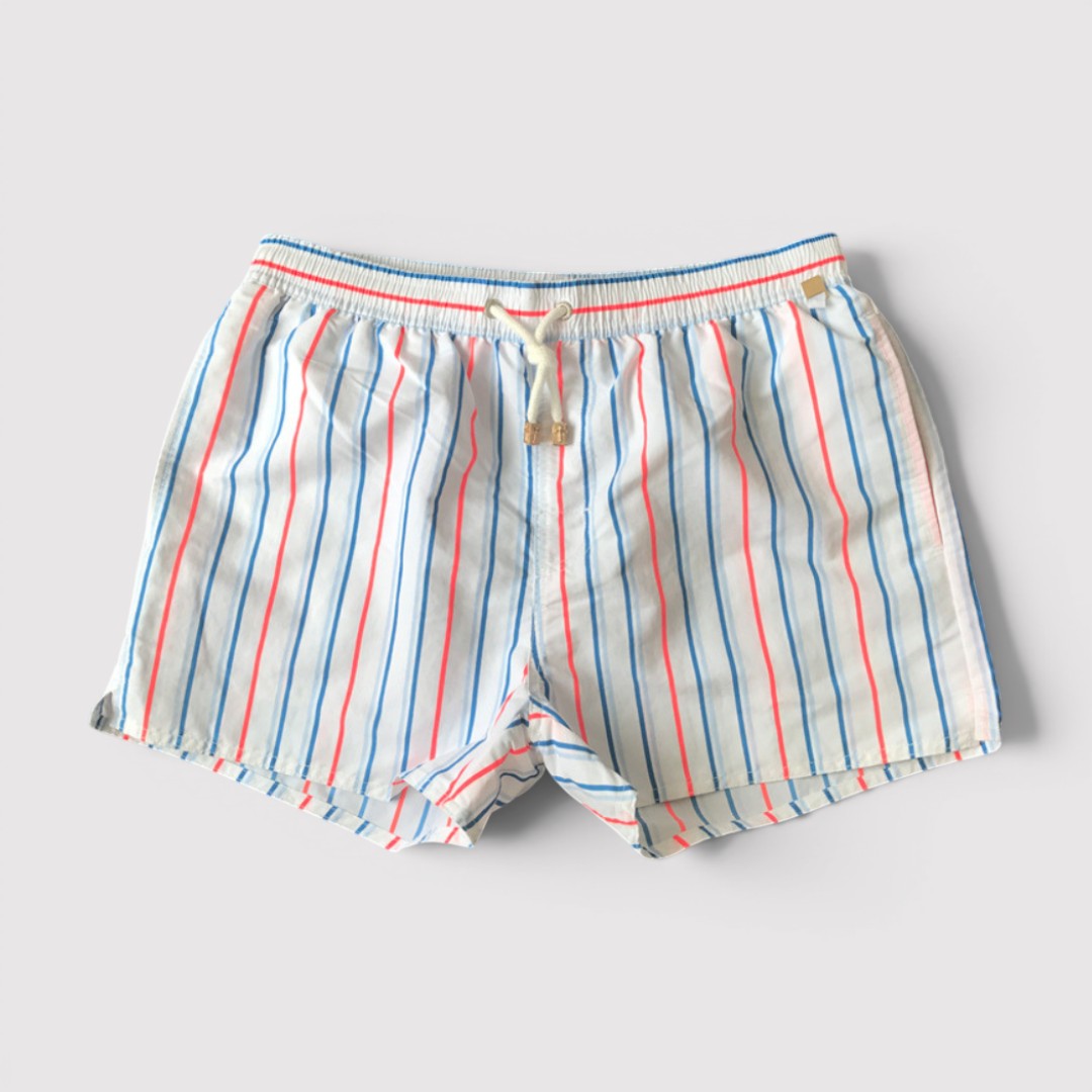 Michael Sydney men's striped swim shorts, front view