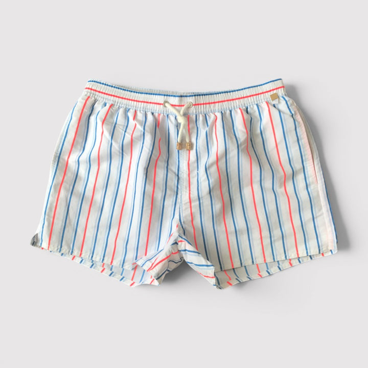 Michael Sydney men's striped swim shorts, front view