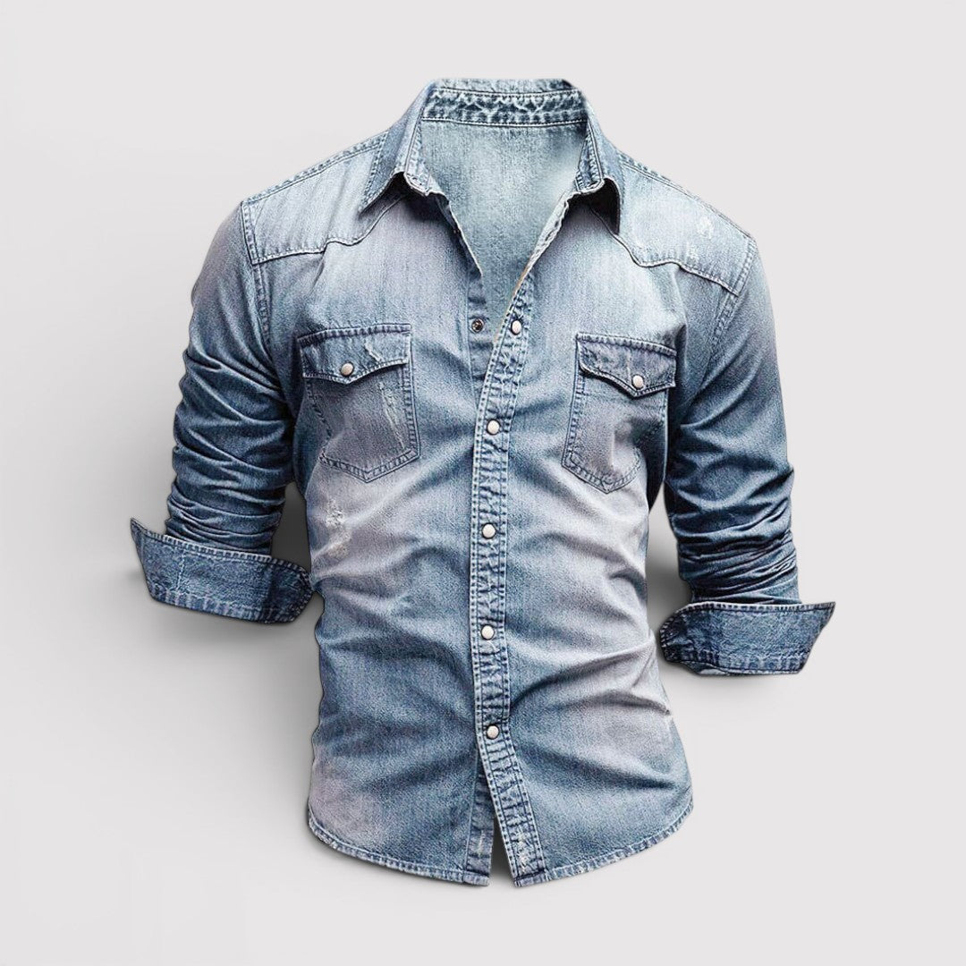 Michael Sydney men's long sleeve shirt with chest pocket, front view