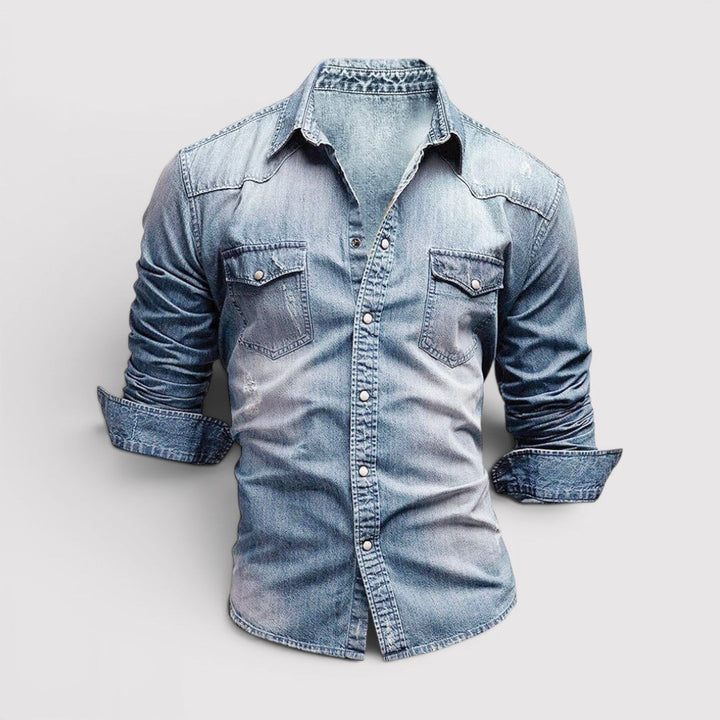 Michael Sydney men's long sleeve shirt with chest pocket, front view