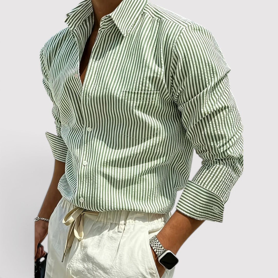 Michael Sydney men's striped shirt, front view